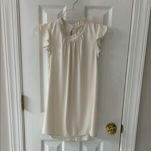 LOFT Cream Blouse with Ruffle Detail